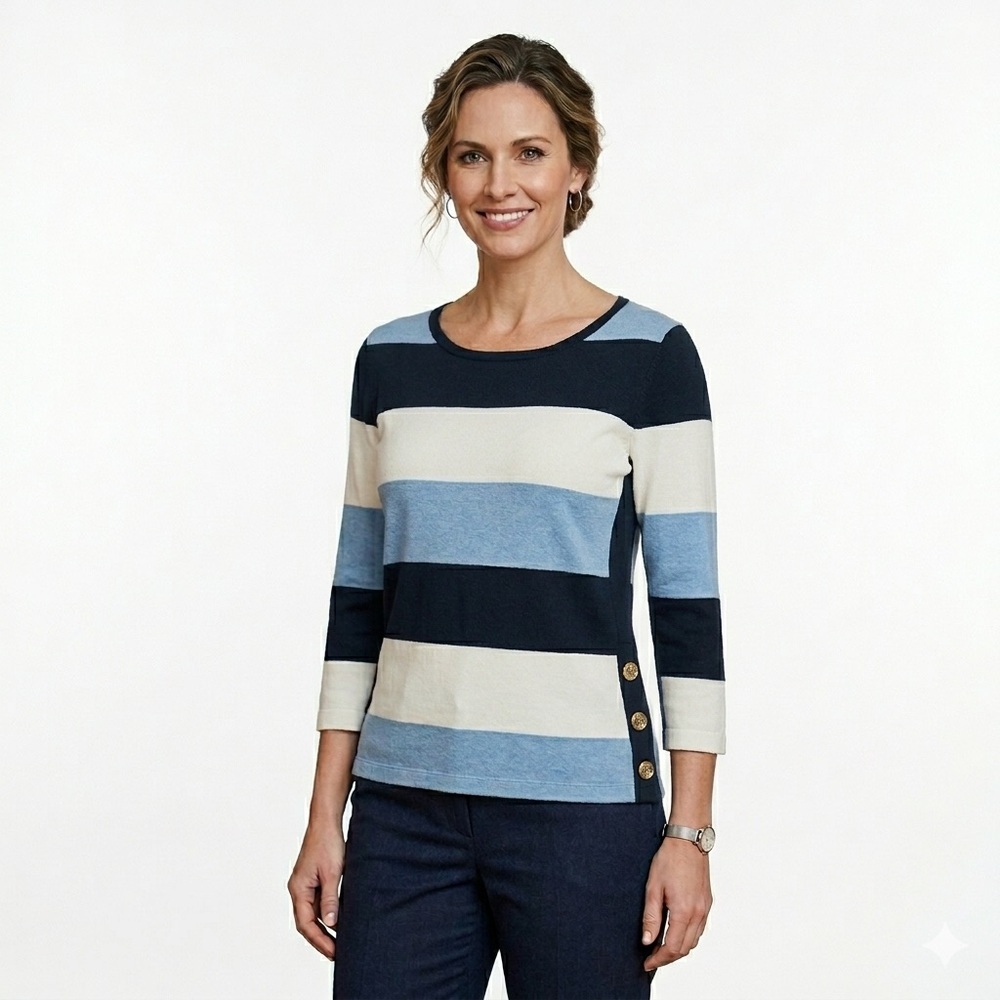 Tommy Hilfiger Black and Blue Striped Sweater